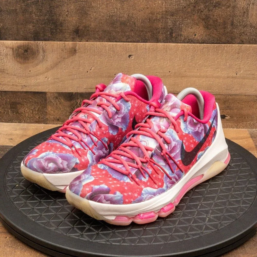 NIKE KD 8 PRM AUNT PEARL MENS ATHLETIC SHOES FLORAL PRINT SIZE 8.5 819148-603